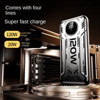Banque d'alimentation portable à charge ultra-rapide 15W de grande capacité 20000mA avec entrée Type-C et lampe torche LED, style Punk à quatre lignes
