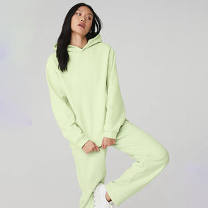 Sudaderas con capucha personalizadas para mujer 100% algodón Fleeced 450GSM de gran tamaño Color sólido Serigrafía logotipo Sudadera con capucha de peso pesado para mujer - Product Image 1