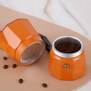 Kustom Logo warna aluminium Moka Pot Stovetop Italia pembuat kopi Espresso Pot Mocha untuk Kahve