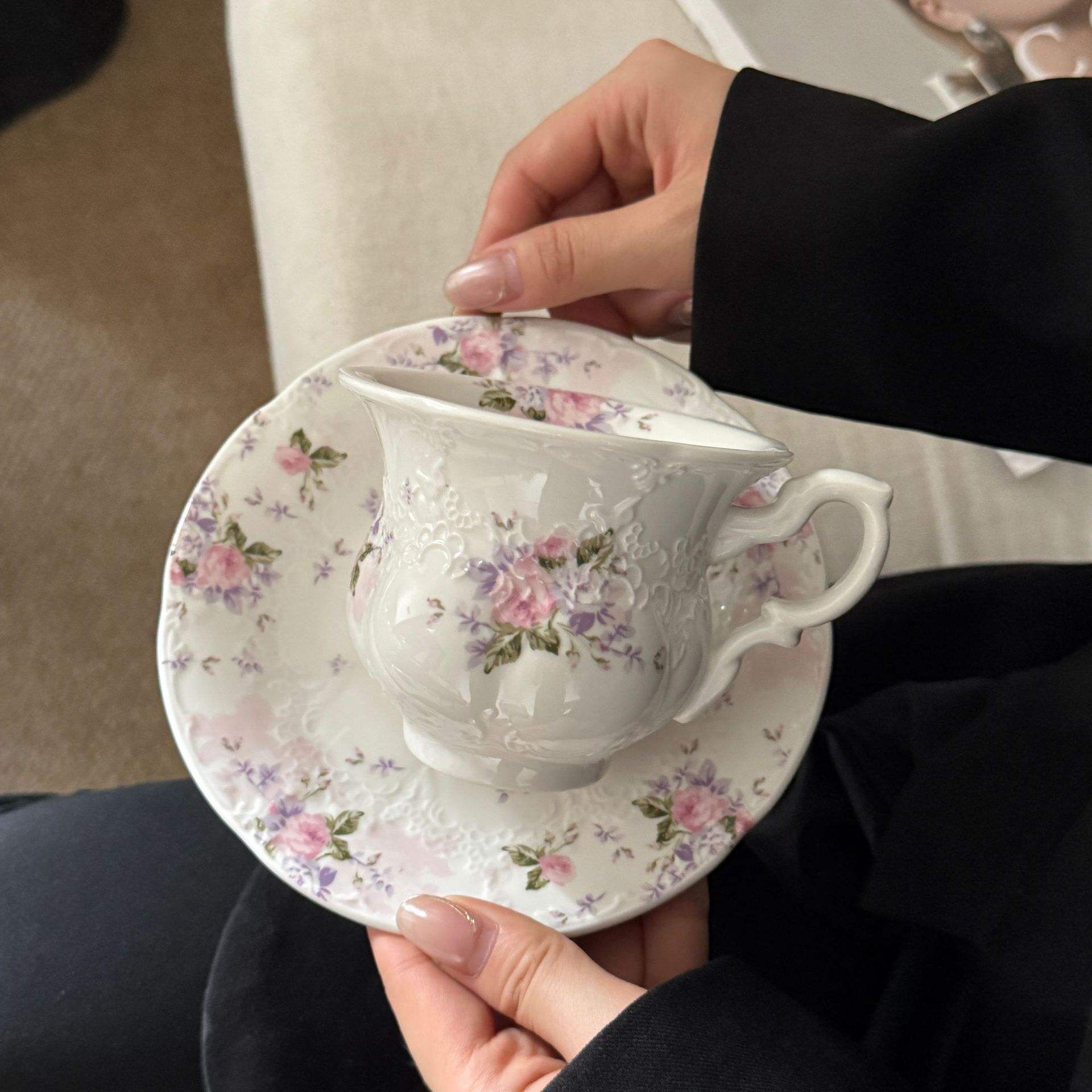 Pink rose court cups and plates