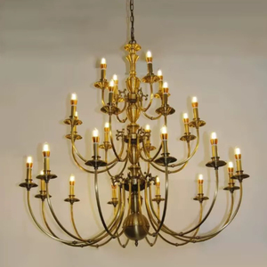 Three-story Living Room Pendant Lamp Candle <b>Lantern</b> Brass Ball Spacious Townhouse <b>Copper</b> Chandelier Lights Layers LC091 Chandeli - Product Image 5