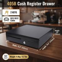 Tiroir-caisse 405B 405 mm avec 5 compartiments pour billets et 5 compartiments pour pièces de monnaie, compatible avec les imprimantes et les systèmes de point de vente
