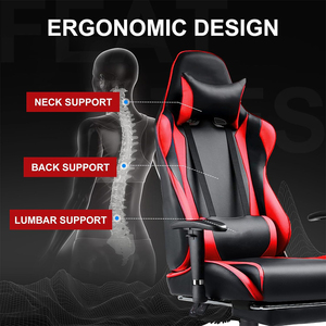 Chaise de course pour joueur PC style basique personnalisable vente en gros siège de jeu d'ordinateur en cuir inclinable à bas prix pour le bureau - Product Image 5