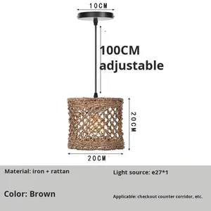 โคมไฟระย้าหวายสไตล์ Wabi-Sabi ทันสมัยสไตล์ญี่ปุ่นย้อนยุคห้องรับประทานอาหารห้องนั่งเล่นห้องนอนทอจากห้องชาโคมไฟระย้า - Product Image 6