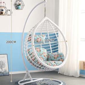 Standı ile büyük asılı koltuk sandalye yumurta salıncak sandalye açık kapalı pembe PE hasır asılı sandalye pembe konfor yastık ile açık - Product Image 2