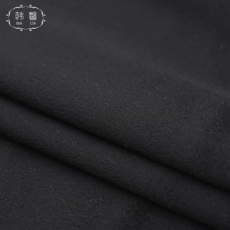 Точечная полная шерстяная ткань, черная короткая шерстяная ткань 680 г, осенне-зимнее пальто, модная ткань