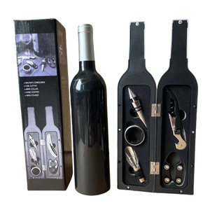 Chất Lượng Cao Chai Rượu Vang Hình Dạng Cụ Mở Công Cụ Quà Tặng Thiết Lập Với Lá Cắt Rượu Vang Pourer Và Stopper Waiters Corkscrew Mở Bộ - Product Image 2