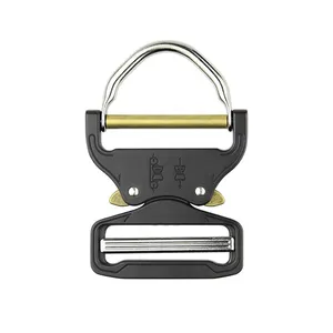 50mm D Ring Tactical Buckle Belt Black/Orange Buckle High Tensile Zinc Alloy Buckle