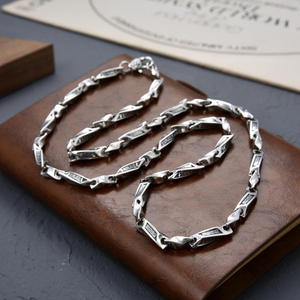 Pulsera y Collar de Plata de Ley S925 al por Mayor para Hombre, Estilo Retro, con Mantra <span class=keywords><strong>Om</strong></span> Mani <span class=keywords><strong>Padme</strong></span> Hum, Joyería Punk Rock Hiphop - Product Image 3