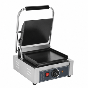 Prensa de contacto eléctrica comercial de un solo cabezal 220V, plancha plana para sándwiches, panini, hamburguesas, filetes, para cafeterías, restaurantes y cocinas. - Product Image 1