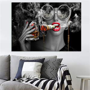 Dollars Wall Art Pictures Modern Black Smoking Girl Posters sur toile Impressions Peinture sur toile Quadro <span class=keywords><strong>D</strong></span>écoration Home Decor Art - Product Image 2