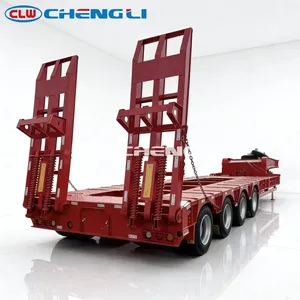 Camión de Remolque de Plataforma Plana, Remolque de Plataforma Plana para Trabajo Pesado, 3 y 4 Ejes, 40FT, 53FT, 20FT, 60FT, Transporte de Contenedores, Plataforma de Remolque - Product Image 1