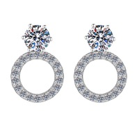 Harga Pabrik Anting Stud Solitaire Moissanite Perak Sterling 925 Warna D VVS Potongan Bulat Perhiasan Berkualitas Grosir