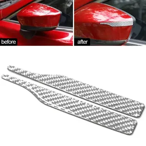 2 uds lujo Universal <span class=keywords><strong>3D</strong></span> fibra de carbono impermeable reutilizable espejo retrovisor Scratch & Crash Protector pegatinas - Product Image 4