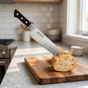 Couteau de chef dentelé en acier inoxydable Seki Japan avec manche en plastique, design ambidextre, compatible lave-vaisselle - Marque privée - Product Image 3