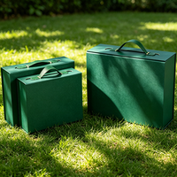 Coffret Cadeau Vert Personnalisé, Boîte Cadeau de Luxe OEM ODM avec Poignée en Cuir PU pour Cadeaux de Fête et d'Affaires