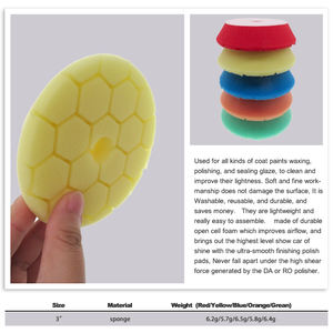 Éponges de polissage en mousse pour <span class=keywords><strong>voiture</strong></span> avec crochet et boucle hexagonales de 95 mm, trous de 22 mm pour polisseuses orbitales/rotatives, tampons de polissage pour le cirage et le lustrage des voitures - Product Image 4