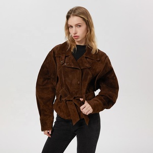 Nouvelle veste en cuir suédé de haute qualité pour femmes, veste bomber en cuir véritable pour l'hiver - Product Image 2