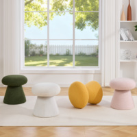 Tabouret/Pouf en Bois et Tissu Crème Style Nordique Moderne pour S'habiller, Se Retrouser ou Se Détendre dans la Chambre ou le Salon