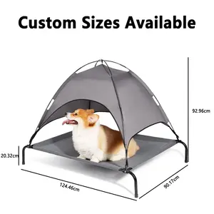 Elevated Outdoor Large Dog Bed With Canopy Summer Dog Cot Raised Waterproof Outdoor Portable Elevated Pet Bed Dog