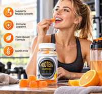 Gummies de protéines de pois hydrolysées saveur orange, à base de plantes, sans gluten, 60 unités, nutrition sportive, marque privée OEM