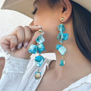 2025 bijoux de mode Design Unique argent aiguille plaqué or <span class=keywords><strong>boucles</strong></span> <span class=keywords><strong>d</strong></span>'<span class=keywords><strong>oreilles</strong></span> bleu mer coquille <span class=keywords><strong>boucles</strong></span> <span class=keywords><strong>d</strong></span>'<span class=keywords><strong>oreilles</strong></span> Boho pour petites filles cadeau - Product Image 6