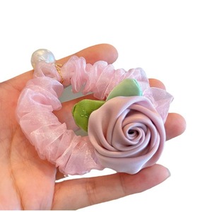 Nouveau rose fleur cheveux cravates chouchou simple élastique femme attachant cheveux corde chouchous enfants filles cheveux accessoires - Product Image 1