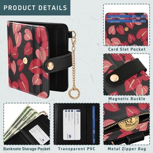 New Arrival Stylish Aloha Summer Hawaii Red Anthurium Flower Custom <b>Small</b> Delicate Cute <b>Wallet</b> <b>Small</b> Card Holder Purse for Women - Product Image 5