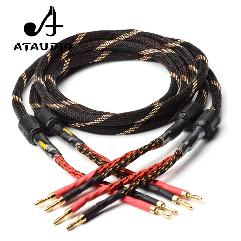One Pair ATAUDIO HIFI speaker cable high Quality amplifier 4n OFC speaker cable with Banana plug