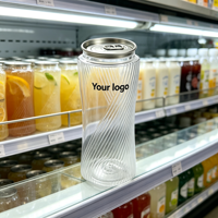 Canette de boisson en PET de 520 ml avec couvercle à clapet en aluminium facile à ouvrir, qualité alimentaire, transparente, logo personnalisé imprimé en sérigraphie pour soda et jus