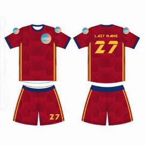 Susugoo Set Jersey sepak bola pemuda merah kustom kit seragam sepak bola klub oranye hitam kualitas tinggi pakaian sepak bola produsen - Product Image 1