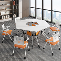 Mesa de Juntas Plegable Moderna con Ruedas, Mesa de Entrenamiento Apilable que Ahorra Espacio para Uso en Salas de Conferencia de Oficina