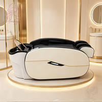 Fauteuil de lavage de cheveux pour salon de coiffure avec lumière LED, massage électrique et thérapie capillaire intégrée