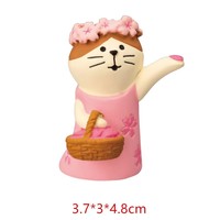 Figurine de chat en résine Sakura Cherry Blossom Zakka, miniature japonaise, statue de table, décoration Feng Shui pour la maison, peinte à la main