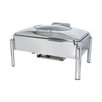 Restaurant rechthoekige hydraulische flip-chafing dish van roestvrij staal met glazen deksel