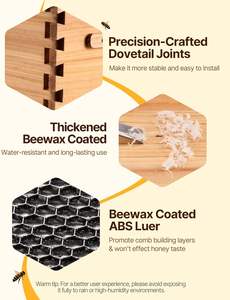 Kit de démarrage pour ruche à 10 cadres en bois de <span class=keywords><strong>sapin</strong></span> enduit de cire d'abeille, type autoportant, qualité alimentaire, style vintage, design pliable - Product Image 5