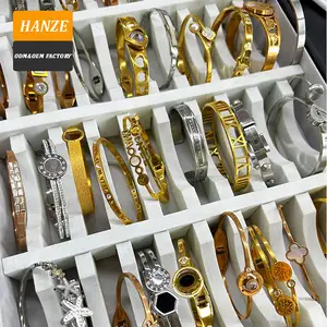 Wholesale Manufacturer customized Fashion Jewelry Accessories Zircon 18k Gold Plated Wholesale Bulk Stainless Steel Bracelets