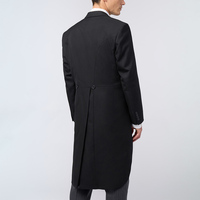 Manteau de smoking noir en laine à simple boutonnage avec queue de pie pour homme, idéal pour mariage, témoin ou bal, style italien