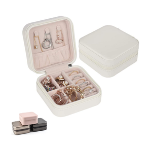 Custom Pu Bag Travel Jewelry Organizer storage Earrings Ring Storage Zipper Jewelry Packaging Box