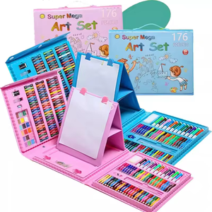Juego de Arte de arte profesional de 176 piezas para niños, tablero de dibujo seguro de varios colores para uso escolar, caja de <span class=keywords><strong>color</strong></span> incluida - Product Image 1