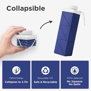 Bouteilles d'eau pliables en silicone étanches sans BPA pour les voyages, la salle de sport, le camping et la randonnée - Product Image 4