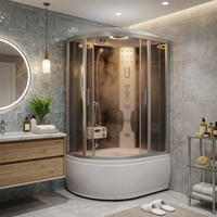 Cabine de douche numérique en forme de U avec pieds réglables, cabine de douche intelligente pour salle de bain de maison de retraite