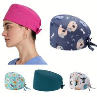 Gorros de Enfermería Personalizados con Botones para Mujer, Gorro Tipo Scrub, Gorro Bouffant
