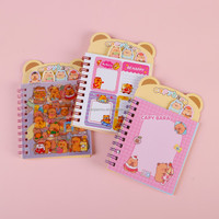 Ensemble de carnets rotatifs mignons à thème dessin animé, mini bloc-notes de poche A7 avec autocollants Washi, cadeaux pour étudiants et enfants, vente en gros OEM ODM