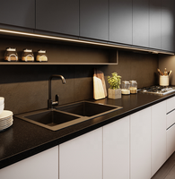 Meubles de cuisine modernes en laque mate noir et blanc Vermont Hangzhou 2026 pour petits appartements, sur mesure pour toute la maison