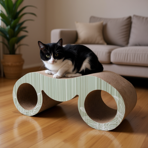 Rascador para Gatos Moderno, de Cartón, con Diseño Contorneado, de un Solo Nivel, con Patrón de Rayas, para Interiores - Product Image 2
