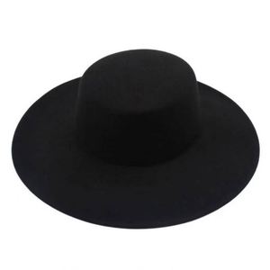 New <b>Flat</b> Top Wide Brim Woolen Felt <b>Hat</b> Bowler <b>Hat</b> Jazz French Fedora <b>Hats</b> Women Wholesale 2022 - Product Image 6