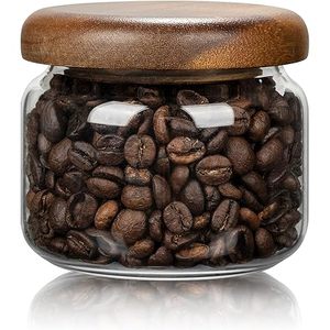 현대식 디자인 맞춤형 주방 커피 찻잎 식품 사용 용 나무 트레이가있는 유리 용기 캠핑 사양 - Product Image 3