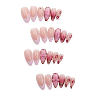 24 <span class=keywords><strong>Uñas</strong></span> Postizas Acrílicas de <span class=keywords><strong>Verano</strong></span> con Diseño 3D de Flores Rosas, <span class=keywords><strong>Uñas</strong></span> Francesas Rosas, Venta al por Mayor, <span class=keywords><strong>Uñas</strong></span> de Cobertura Completa - Product Image 5