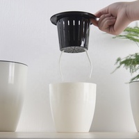 Ensembles de jardin : Pot de fleurs auto-arrosant moderne en plastique, rond, multi-tailles, pour plantes africaines violettes et bonsaïs, conditionné en carton complet pour chaque taille.